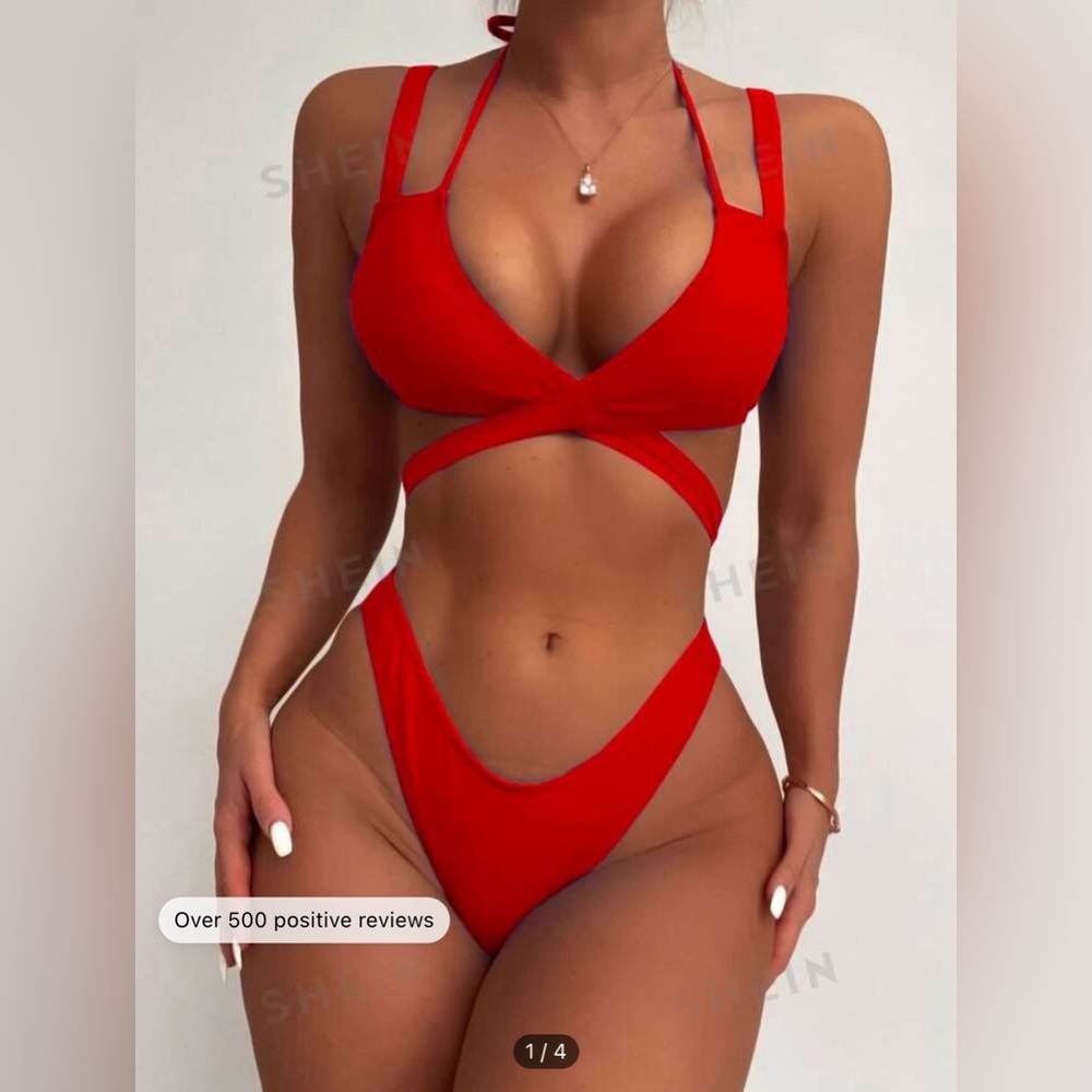 Shein Cut-out Criss Cross Bikini Swimsuit